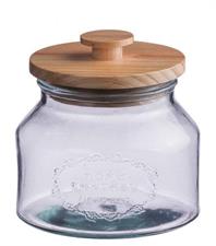 BARATTOLO VETRO TAPPO LEGNO D.16XH16CM