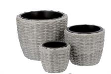 SET 3 FIORIERE TONDE GRIGE