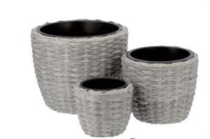 SET 3 FIORIERE TONDE GRIGE