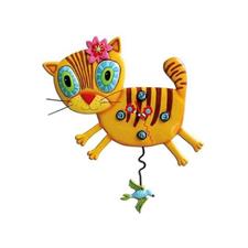OROLOGIO PARETE GATTO GIALLO TIGRATO 38X32CM
