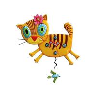 OROLOGIO PARETE GATTO GIALLO TIGRATO 38X32CM