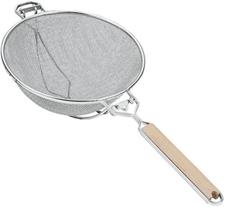 COLABRODO DOPPIA RETE INOX E MANICO LEGNO 26CM