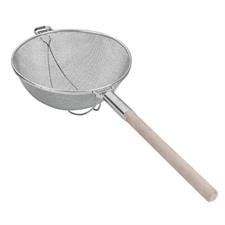 COLABRODO DOPPIA RETE INOX E MANICO LEGNO 35CM