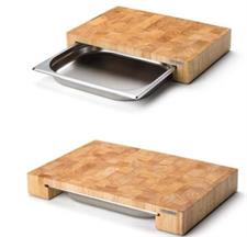 TAGLIERE LEGNO CEPPO CON CONTENITORE 48X32,5X6