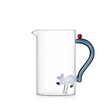 CARAFFA BROCCA VETRO ICH GATTO BIANCO CODA
