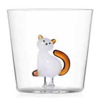 BICCHIERE GATTO ACQUA BIANCO CON CODA
