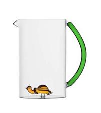 CARAFFA BROCCA VETRO TARTARUGA MANICO VERDE