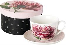 TAZZA COLAZIONE C/P 500ML DECORO ROSA