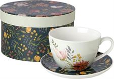 TAZZA COLAZIONE C/P 500ML DECORO FIORI