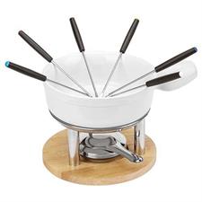 SET FONDUTA PORCELLANA-INOX-LEGNO