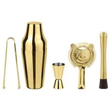 SET REGALO COCKTAIL MIXOLOGY INOX 5PZ ORO