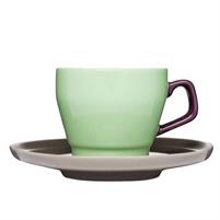 TAZZA THE CON PIATTO BICOLORE VERDE VIOLA