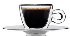 SET 2 TAZZA CAFFE' TERMICA VETRO C/P INOX ESPRES