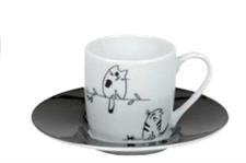 TAZZA CAFFE' C/P DECORO GATTINI