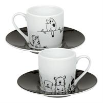 SET 2 TAZZA CAFFE' C/P GATTI E CANI