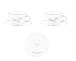 SET 2 TAZZA CAFFE' C/P VETRO SD PAUSA CAFFE'