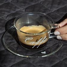 SET 2 TAZZA CAFFE' C/P VETRO SD CUORI