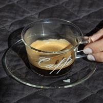 SET 2 TAZZA CAFFE' C/P VETRO SD CUORI