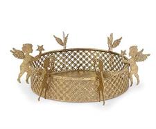 CESTINO METALLO ORO CON ANGELI CM.26 NATALE