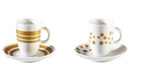 SET 2 TAZZA CAFFE' C/P DECORO ORO