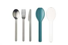 SET 3 POSATE INOX CON CUSTODIA VERDE AVIO