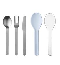 SET 3 POSATE INOX CON CUSTODIA GRIGIO