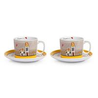 SET 2 TAZZA COLAZIONE C/P CASETTE GIALLO
