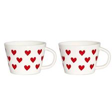 SET 2 TAZZA COLAZIONE S/P SD TAPPEZ. CUORI ROSSO
