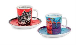 SET 2 TAZZA CAFFE' C/P L.BURCH ROSSO