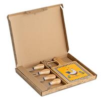 SET TAGLIERE E 4 COLTELLI FORMAGGIO