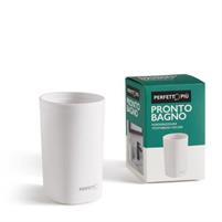 PORTASPAZZOLINI BICCHIERE BAGNO PLASTICA BIANCO