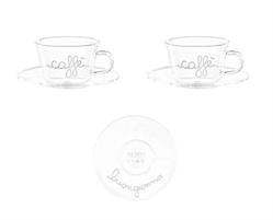 SET 2 TAZZA CAFFE' C/P VETRO SD BUONGIORNO PAUSA