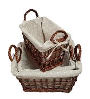 TRIS CESTA VIMINI FODERATE 42X32X26H 36X26X23H