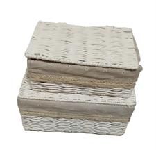 COPPIA SCATOLE CORDA BIANCHE 35X25X16H 30X20X11H