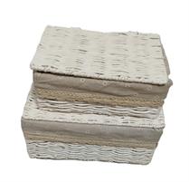 COPPIA SCATOLE CORDA BIANCHE 35X25X16H 30X20X11H