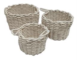 TRIS CESTINO CORDA BIANCHI 30X30X22H 25X25X20H