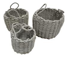 TRIS CESTINO CORDA GRIGI 30X30X22H 25X25X20H