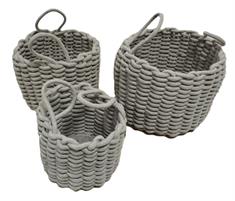 TRIS CESTINO CORDA GRIGI 30X30X22H 25X25X20H