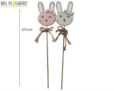 FACCIA CONIGLIO CON STECCHINO H27.5CM PASQUA