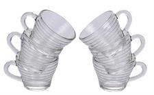 SET 6 TAZZA CAFFE' VETRO RIGHE 9CL