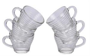 SET 6 TAZZA CAFFE' VETRO RIGHE 9CL