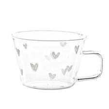 SET 2 TAZZA TE' CAPPUCCINO VETRO SD 280ML CUORI