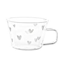 SET 2 TAZZA TE' CAPPUCCINO VETRO SD 280ML CUORI