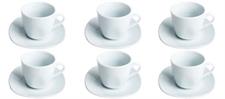 SET 6 TAZZE CAFFE' BIANCHE CON PIATTO
