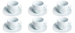 SET 6 TAZZE CAFFE' BIANCHE CON PIATTO