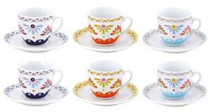 SET 6 TAZZE CAFFE' ANITA CON PIATTO