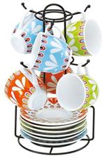 SET 6 TAZZE CAFFE'GRACE CON PIATTO E APPENDINO