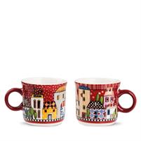 SET 2 TAZZA CAFFE' SENZA PIATTO PAESE MIO ROSSO