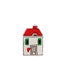 ZUCCHERIERA PORCELLANA LE CASETTE ROSSA 7X11CM