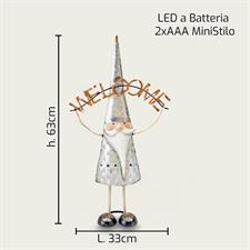 GNOMO WELCOME NATALE METAL LED 63CM